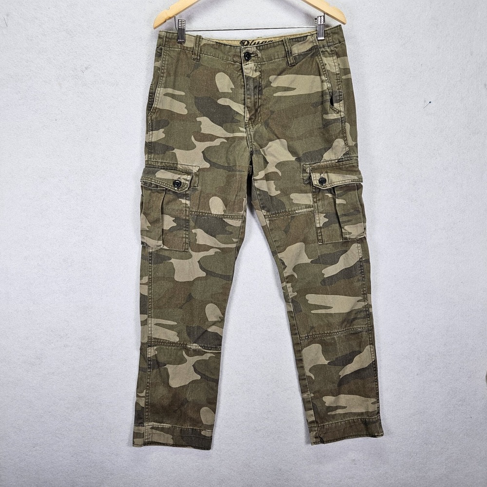Plugg Camouflage Cargo Y2K Skater Pants Men's Size 32 x 29 Green Tactical Army